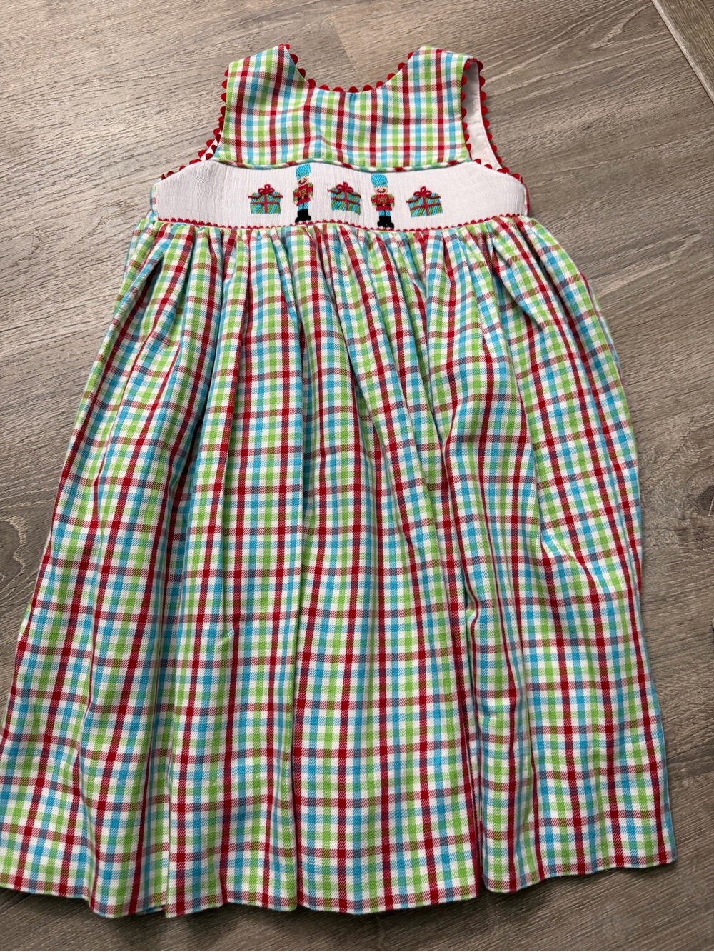 Kelly's Kids Red Green Blue Plaid Smocked Dress